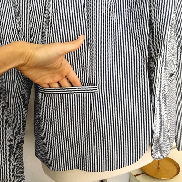 LANE BRYANT | Navy White Stripe Nautical Blazer 22 - Picture 5 of 6